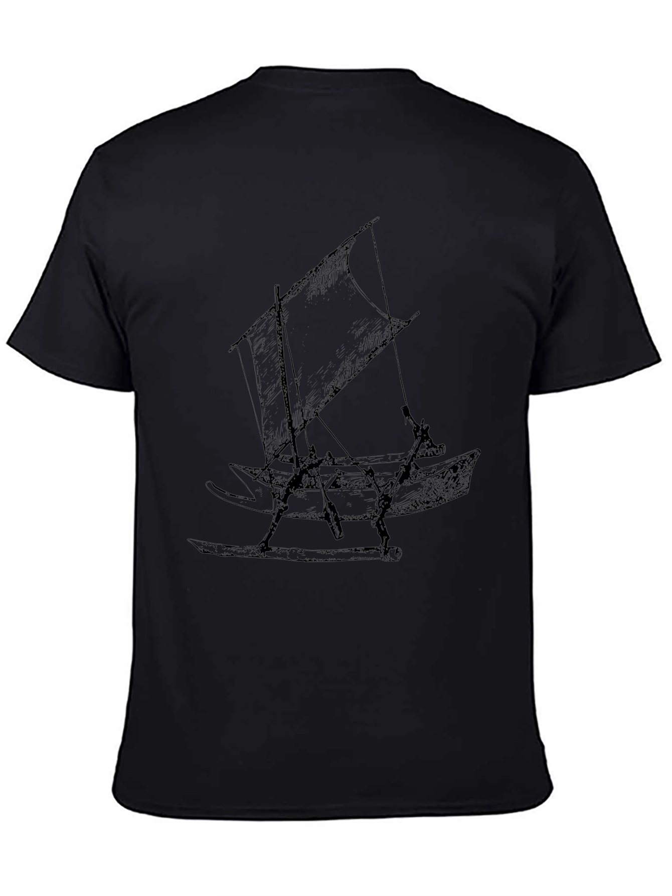 Black T-Shirt with Sailboat Design