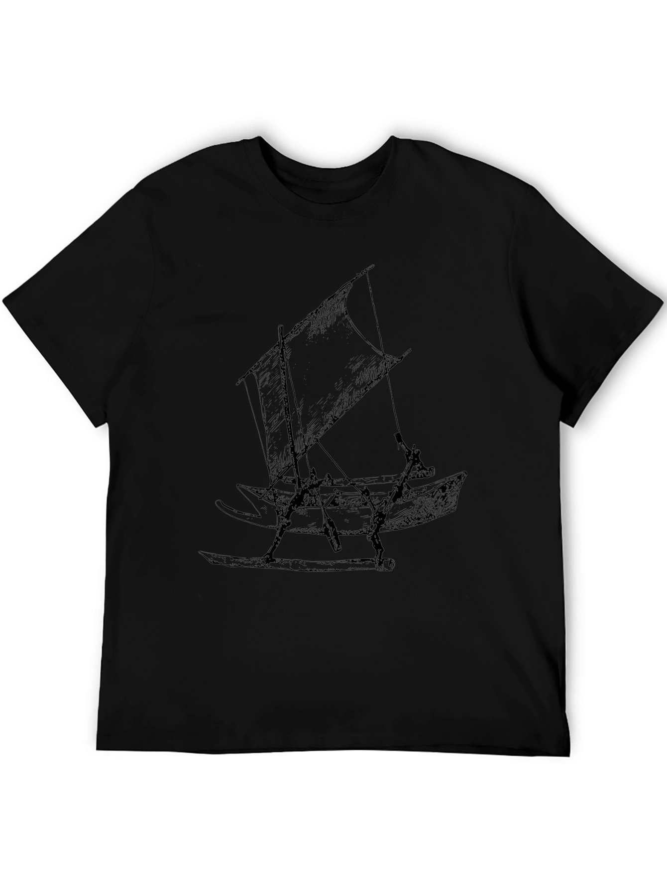 Black T-Shirt with Sailboat Design