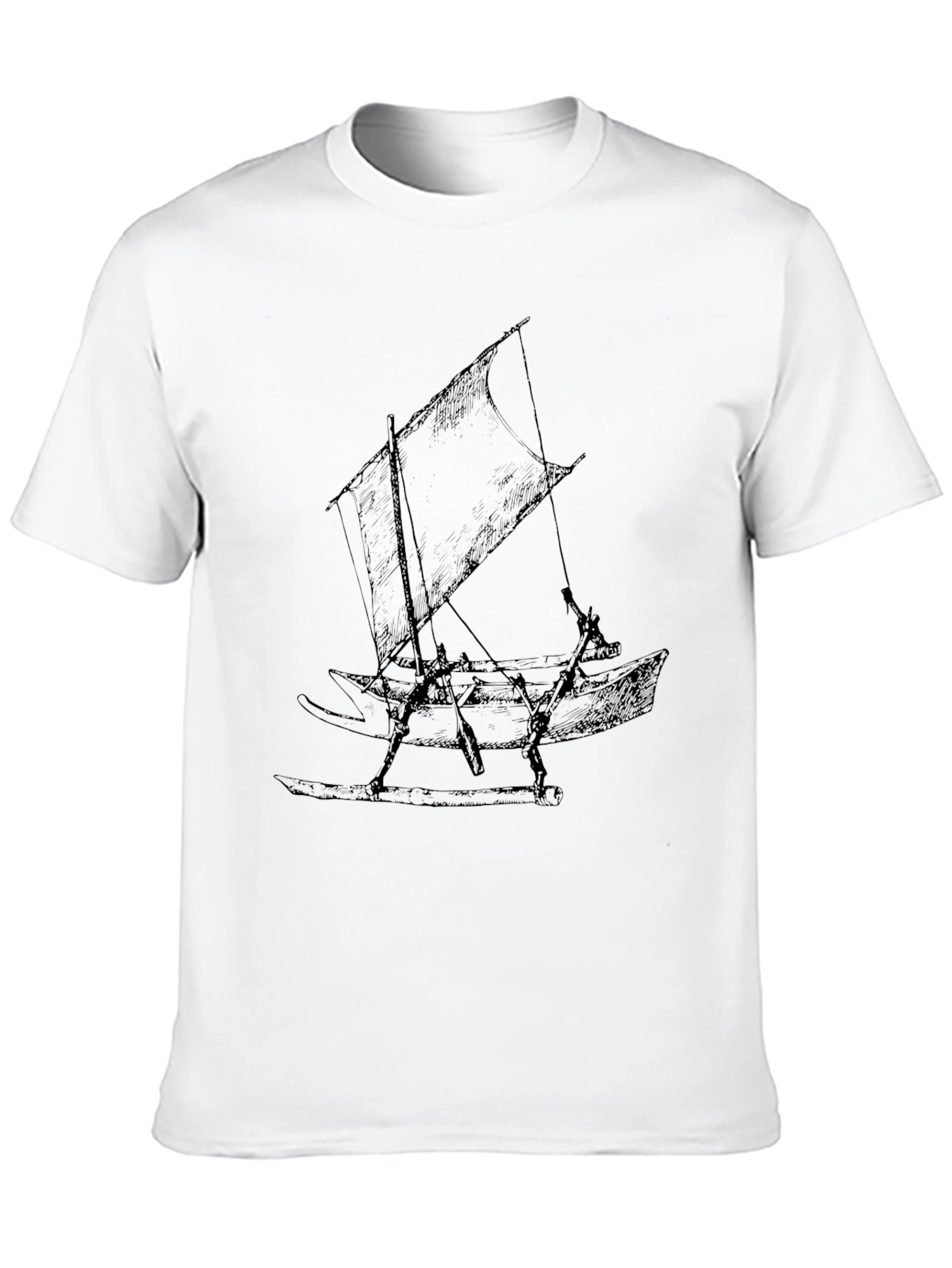 Black T-Shirt with Sailboat Design