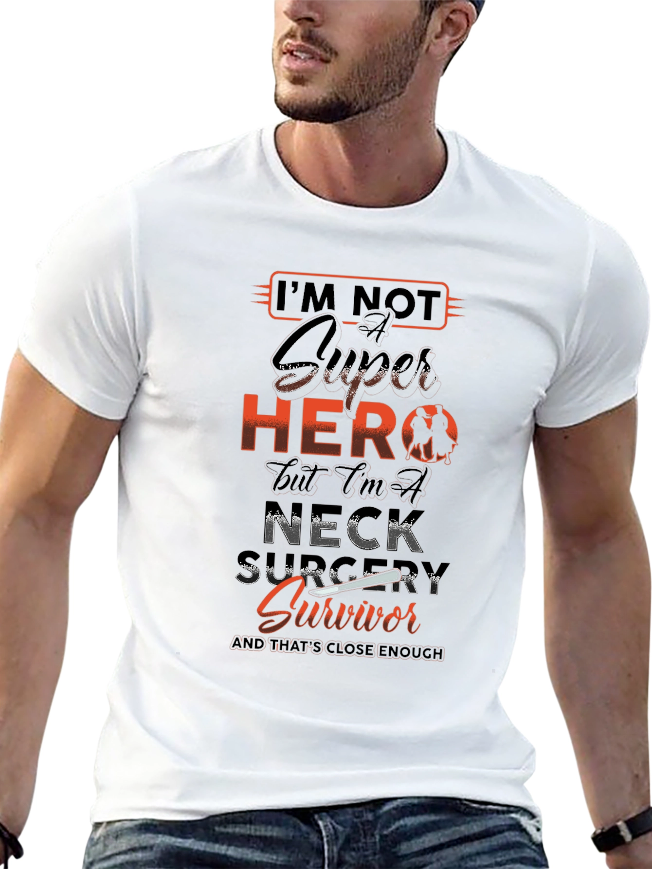 Neck Surgery Survivor T-Shirt - Super Hero Tee