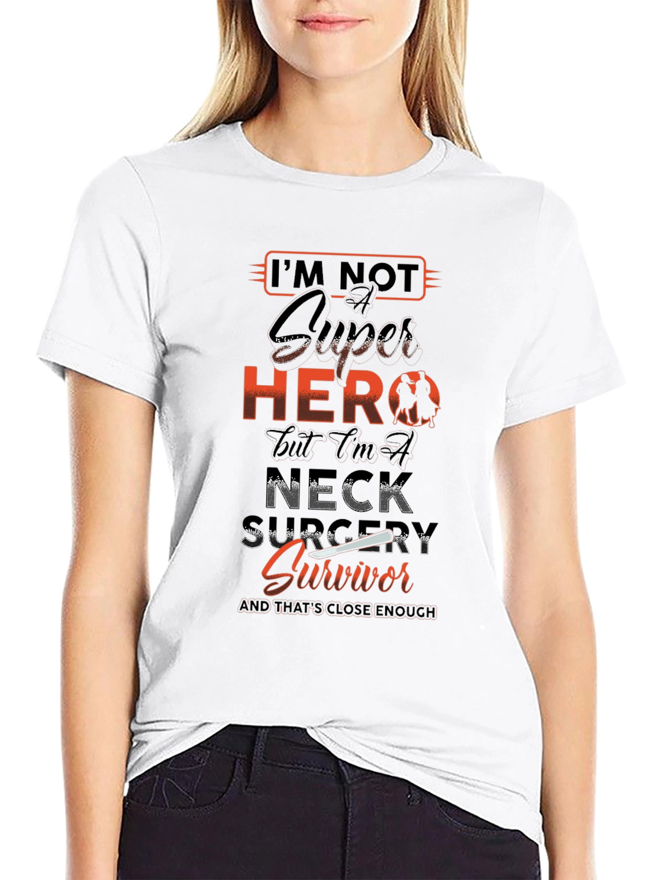 Neck Surgery Survivor T-Shirt - Super Hero Tee