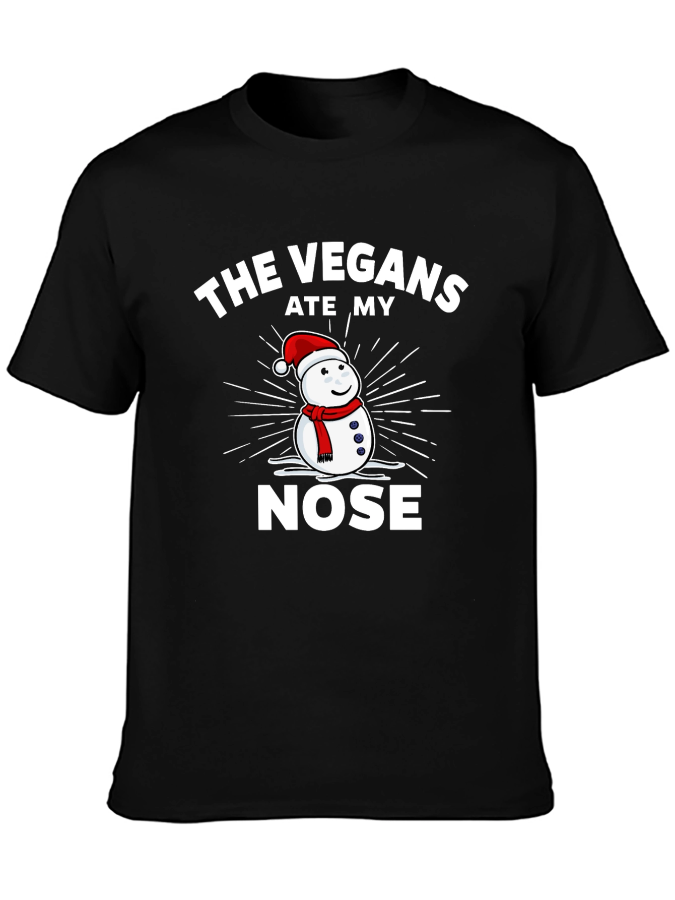 Vegans Ate My Nose Funny Snowman Graphic T-Shirt