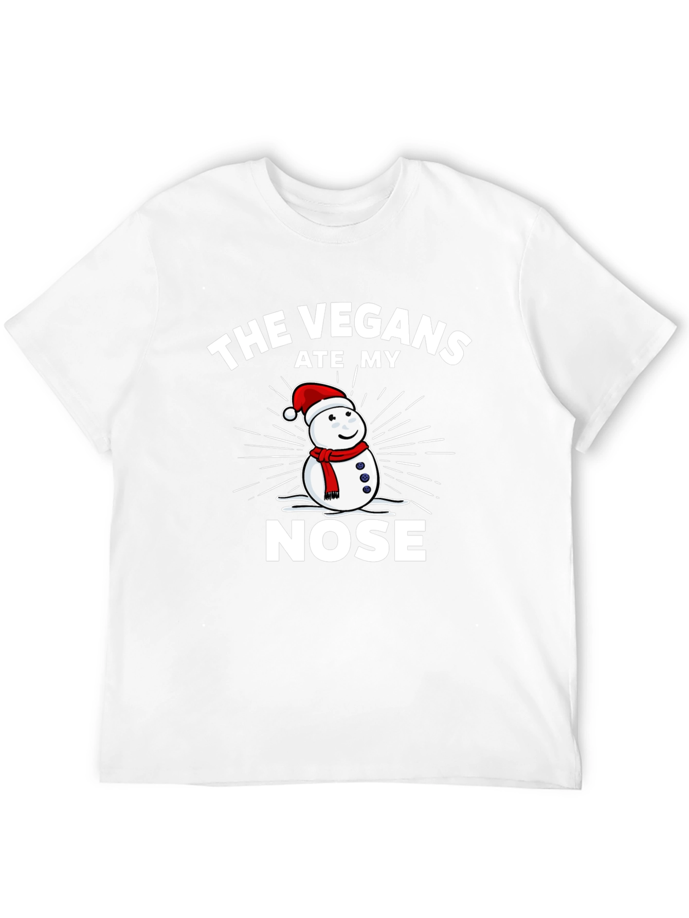 Vegans Ate My Nose Funny Snowman Graphic T-Shirt