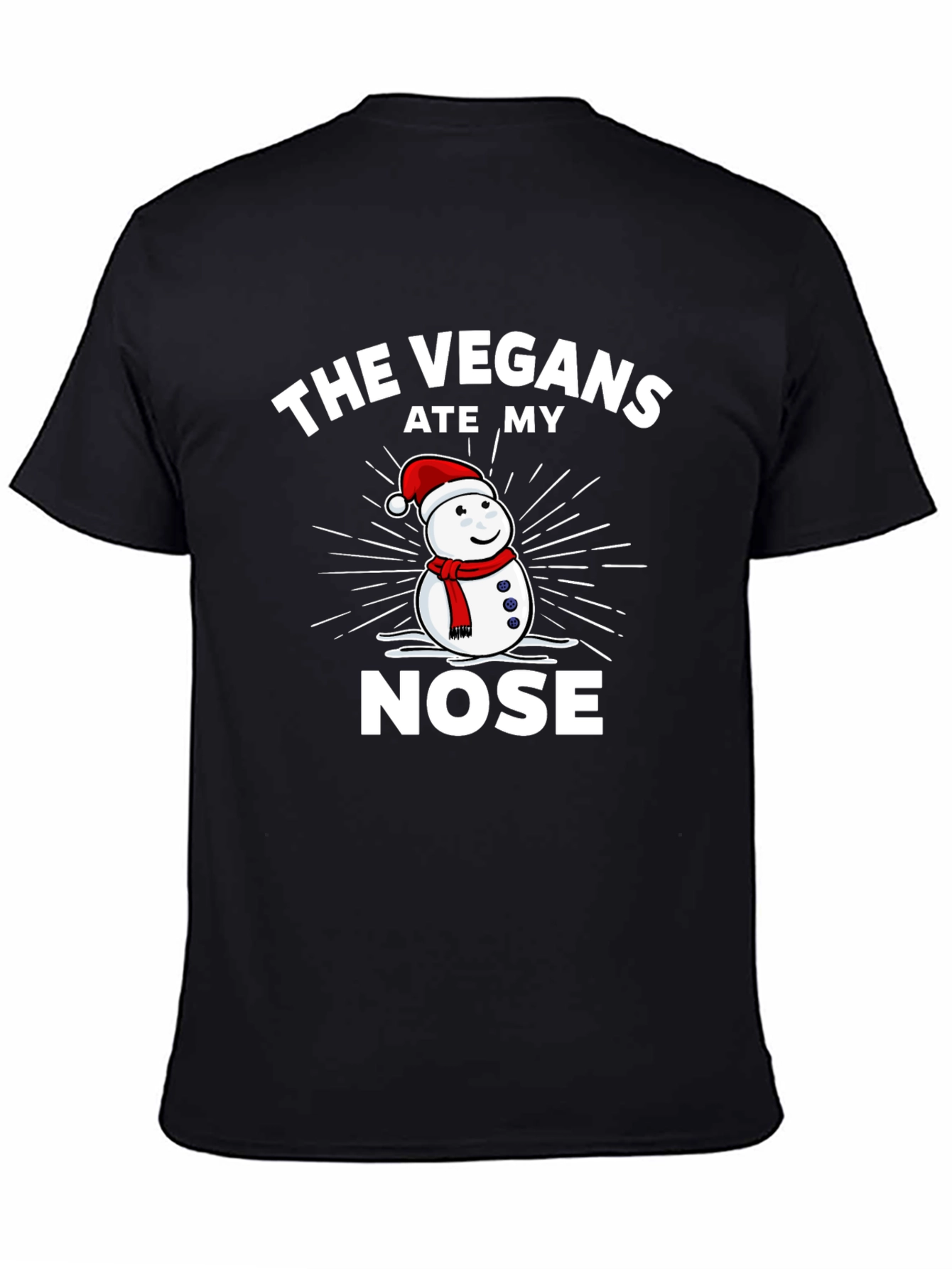 Vegans Ate My Nose Funny Snowman Graphic T-Shirt