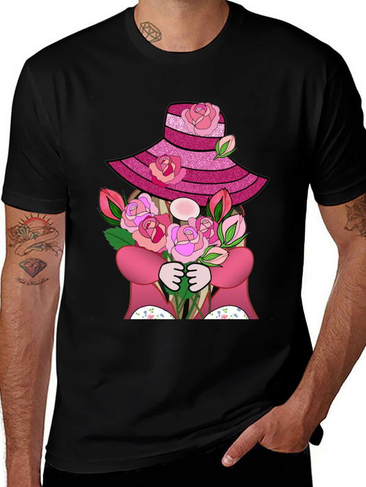 Floral Gnome Graphic Tee - Rose Hat