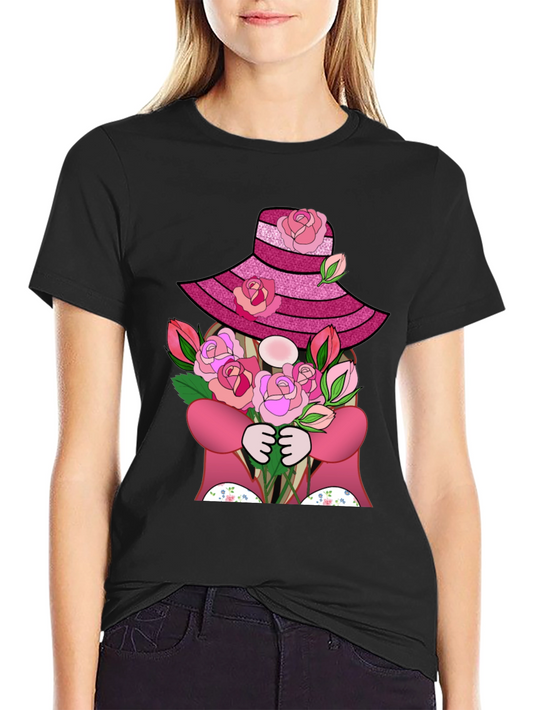 Floral Gnome Graphic Tee - Rose Hat
