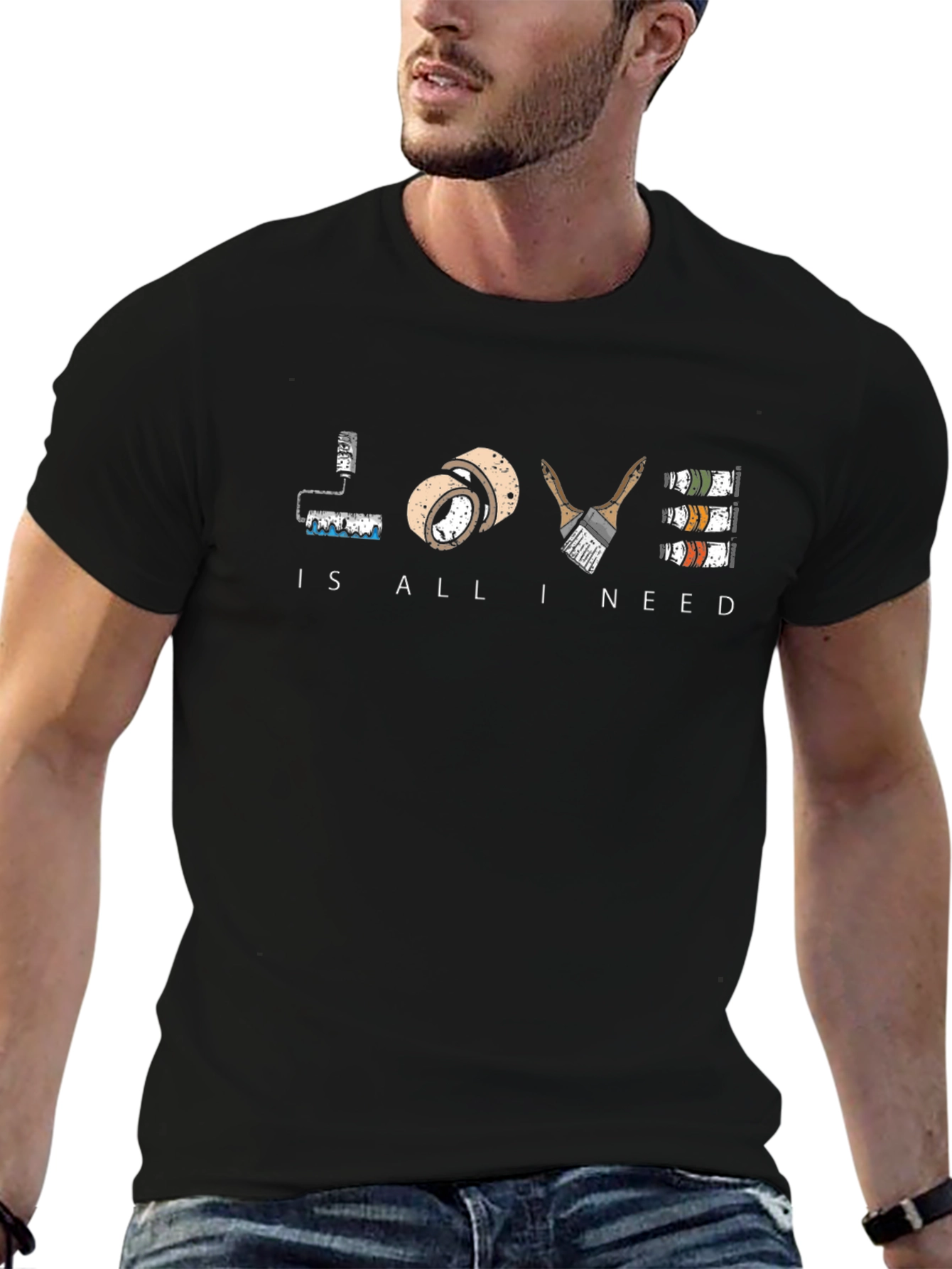 Painters Love Black T-Shirt - Art Supplies Design