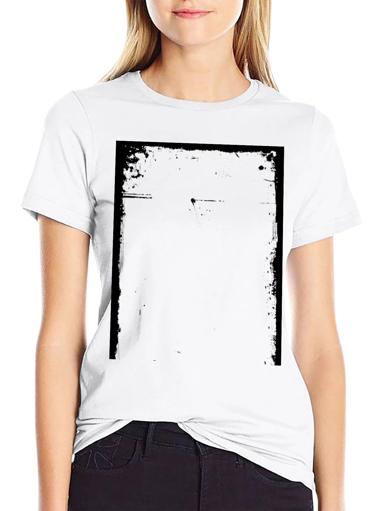 Mens Black Graphic Tee - Distressed Frame Design