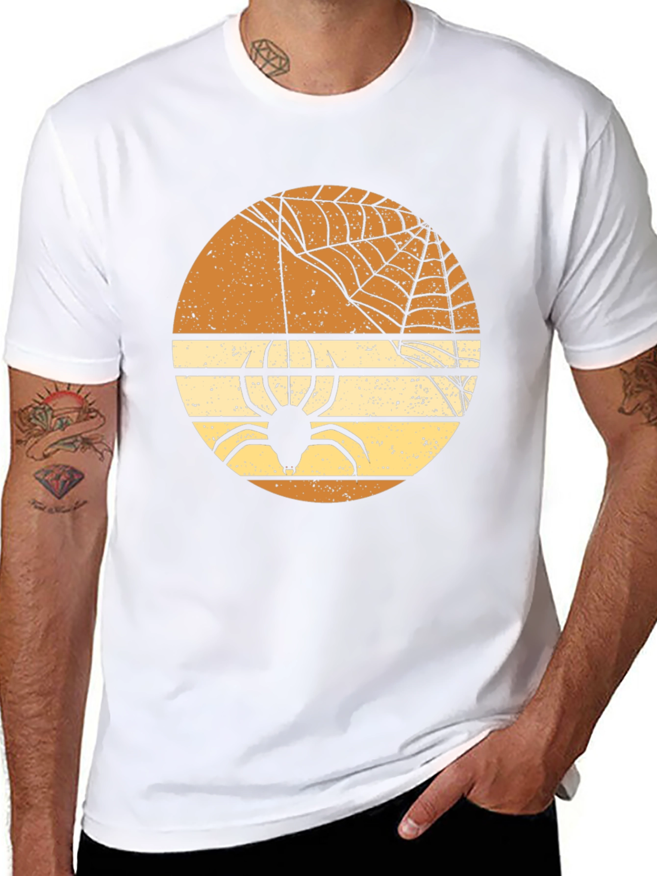 Retro Halloween Spider Web Graphic T-Shirt