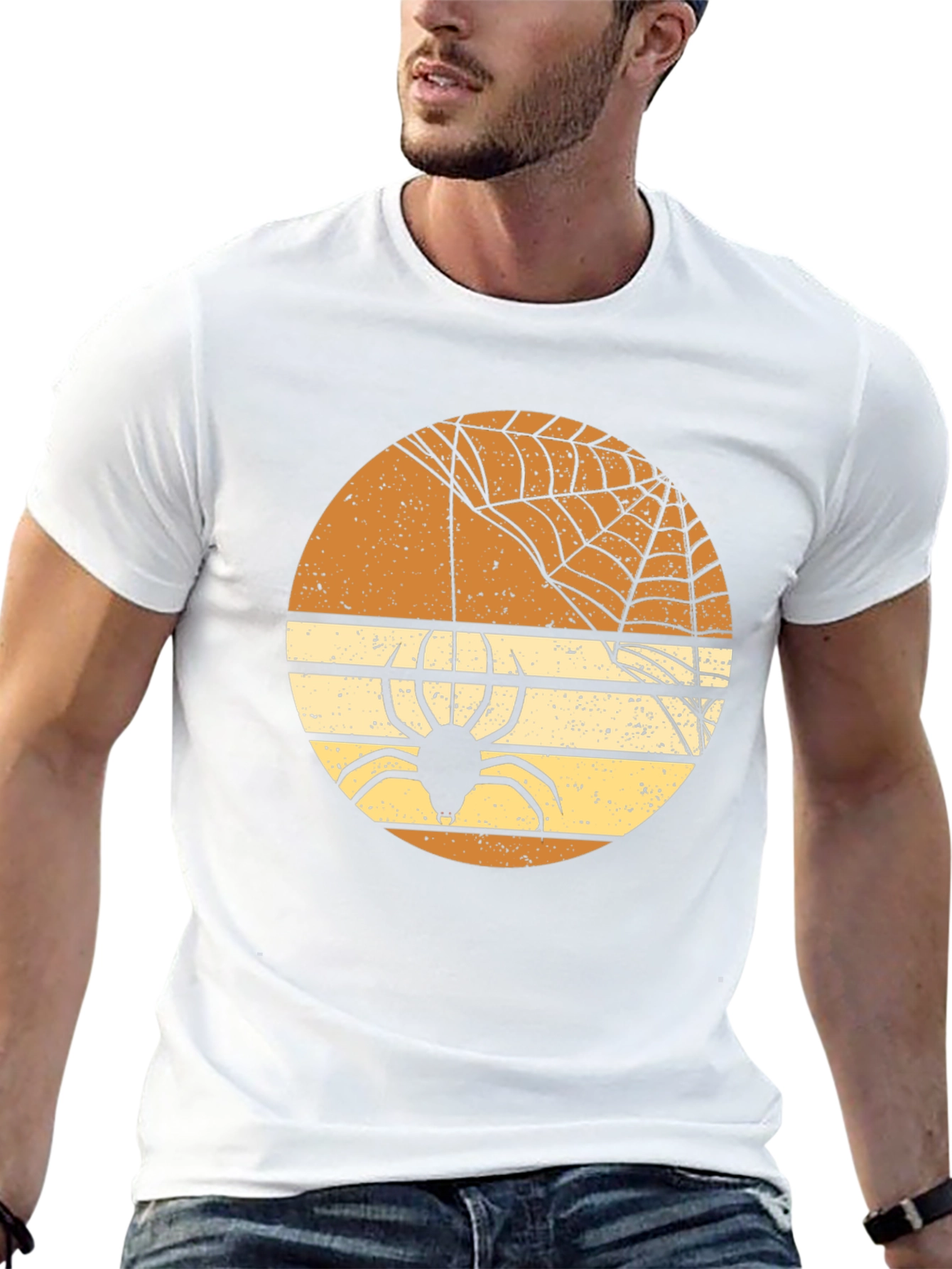 Retro Halloween Spider Web Graphic T-Shirt