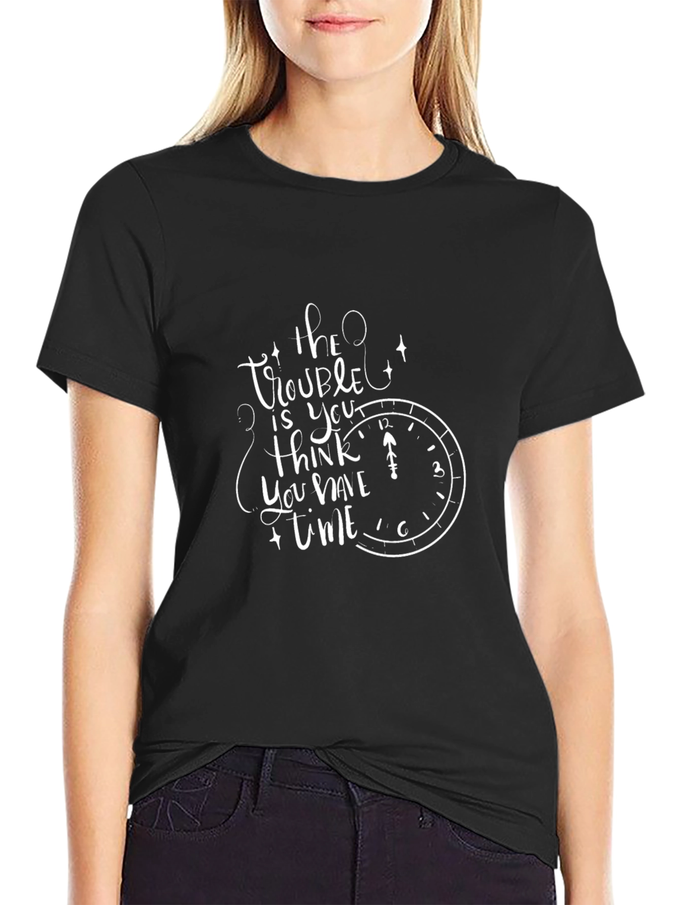 Time Trouble Black Graphic Tee