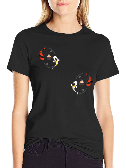 Koi Fish Graphic Tee - Yin Yang Style Black T-Shirt