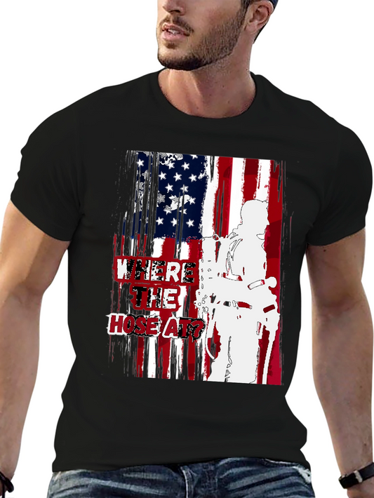 Firefighter USA Flag Graphic T-Shirt