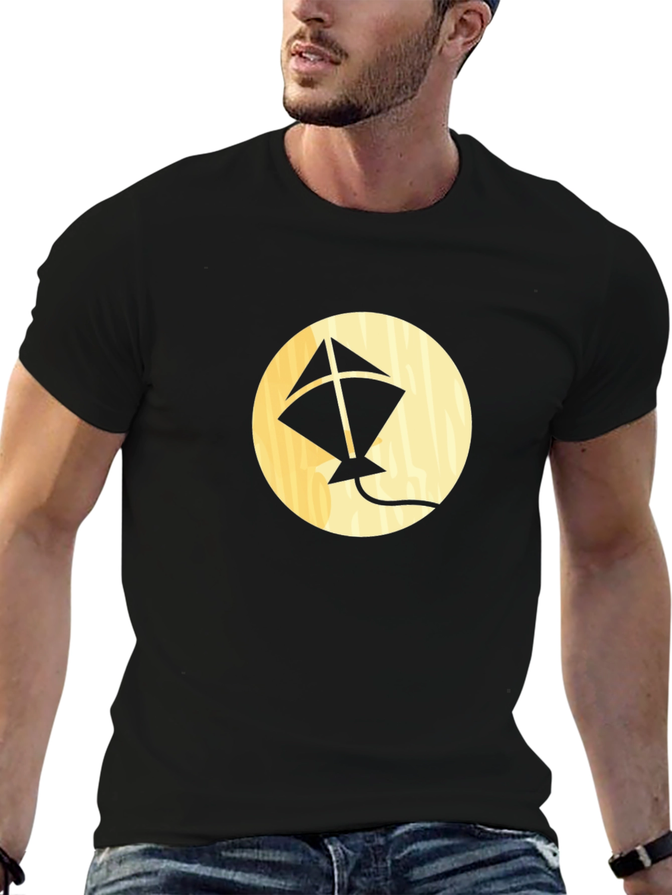 Kite Graphic Tee - Black Cotton Casual Shirt