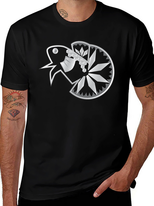 Geometric Betta Fish Graphic T-Shirt - Black