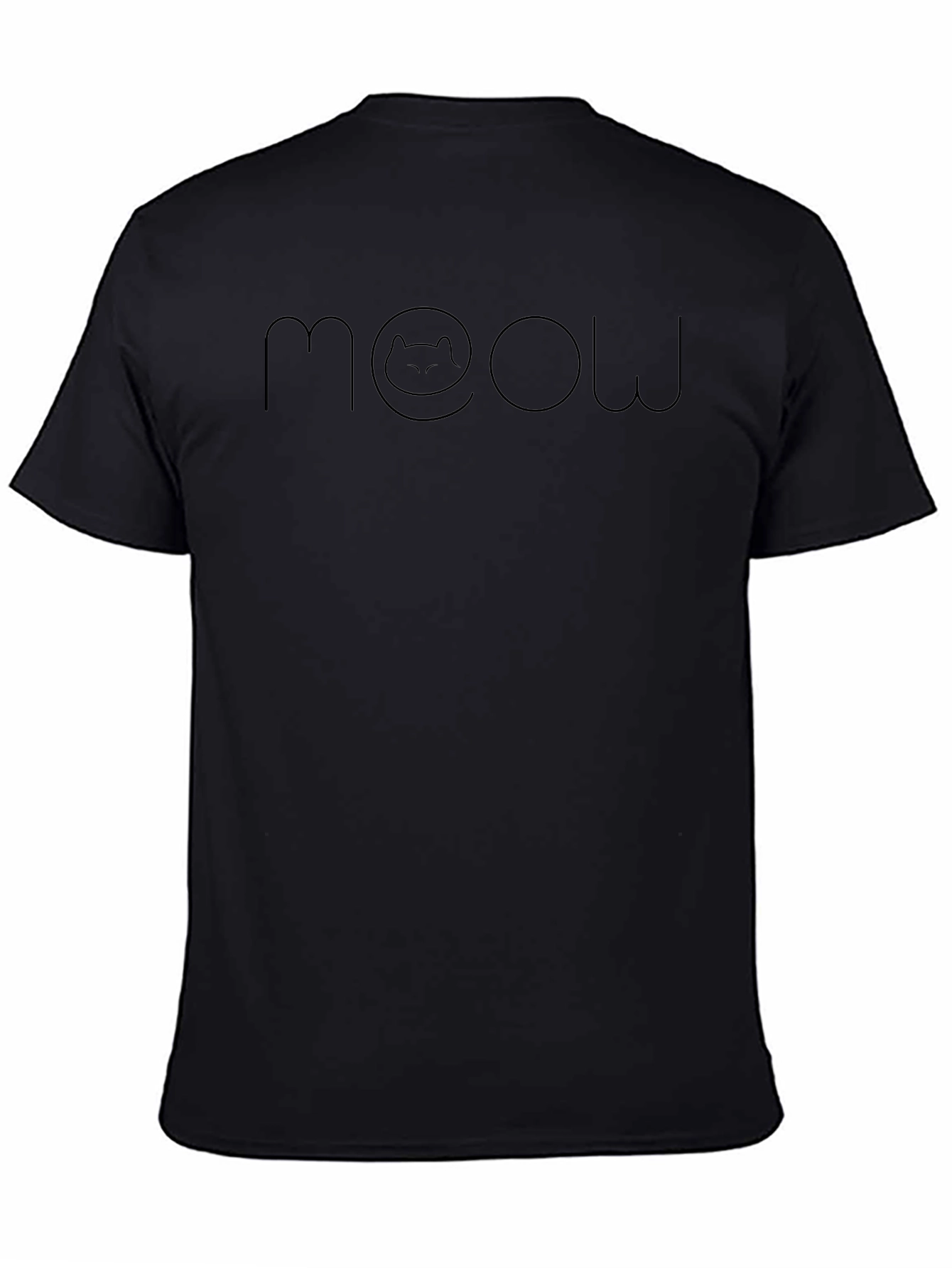 Meow Cat T-Shirt - Black Cotton Tee