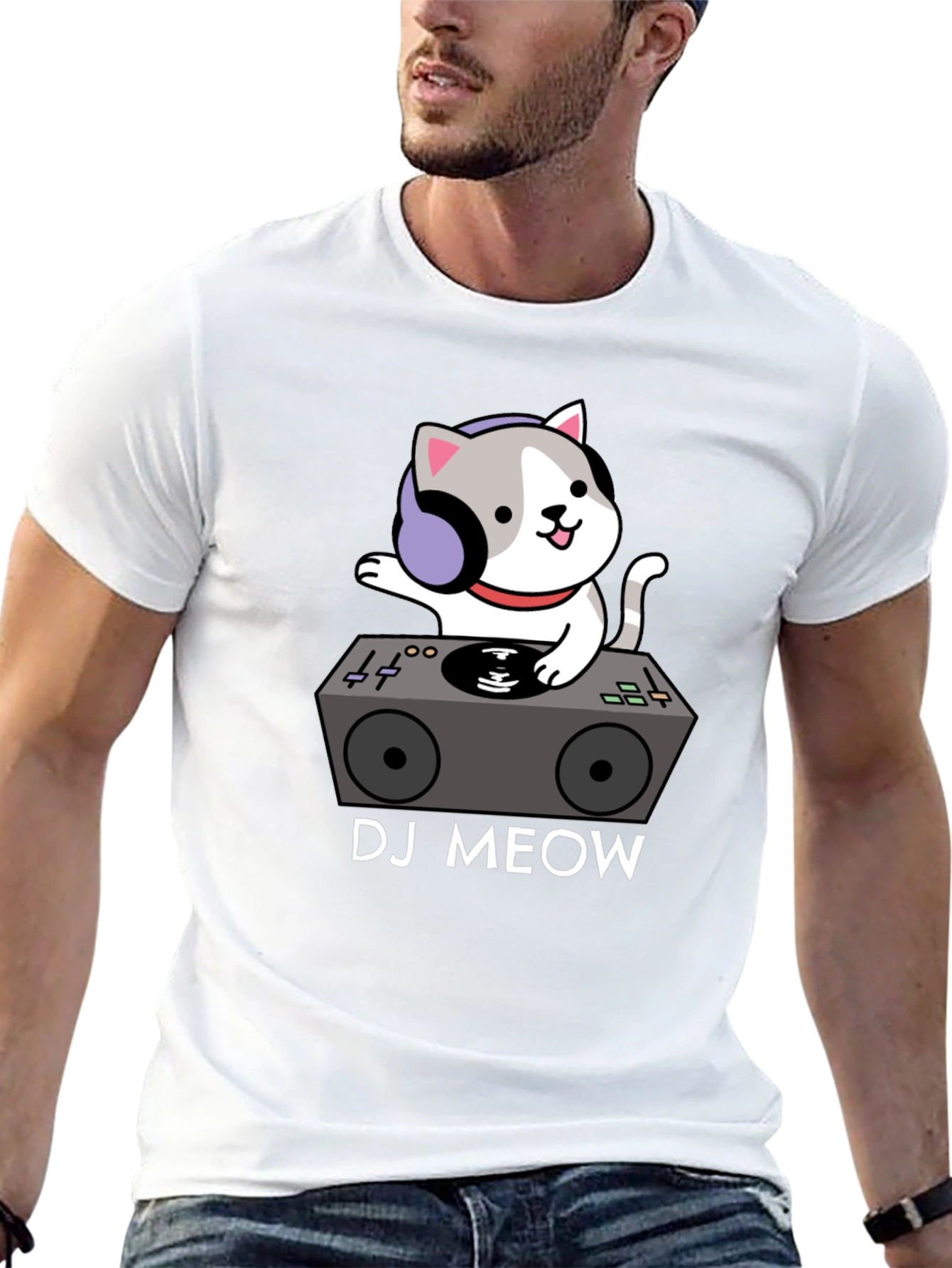 DJ Meow T-Shirt - Funny Cat DJ Graphic Tee