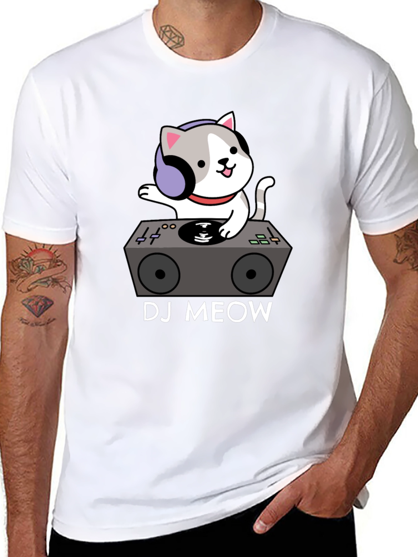 DJ Meow T-Shirt - Funny Cat DJ Graphic Tee