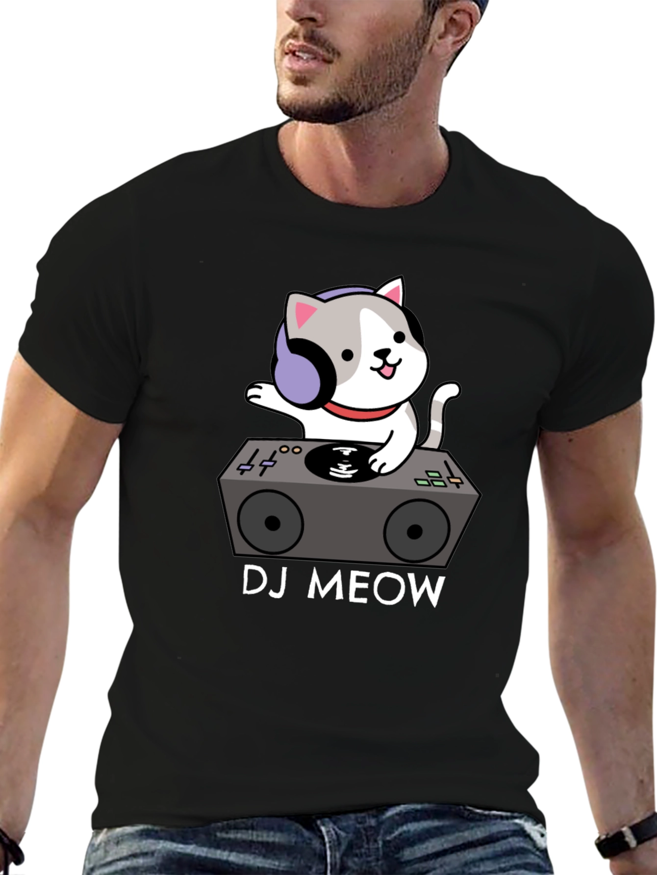 DJ Meow T-Shirt - Funny Cat DJ Graphic Tee