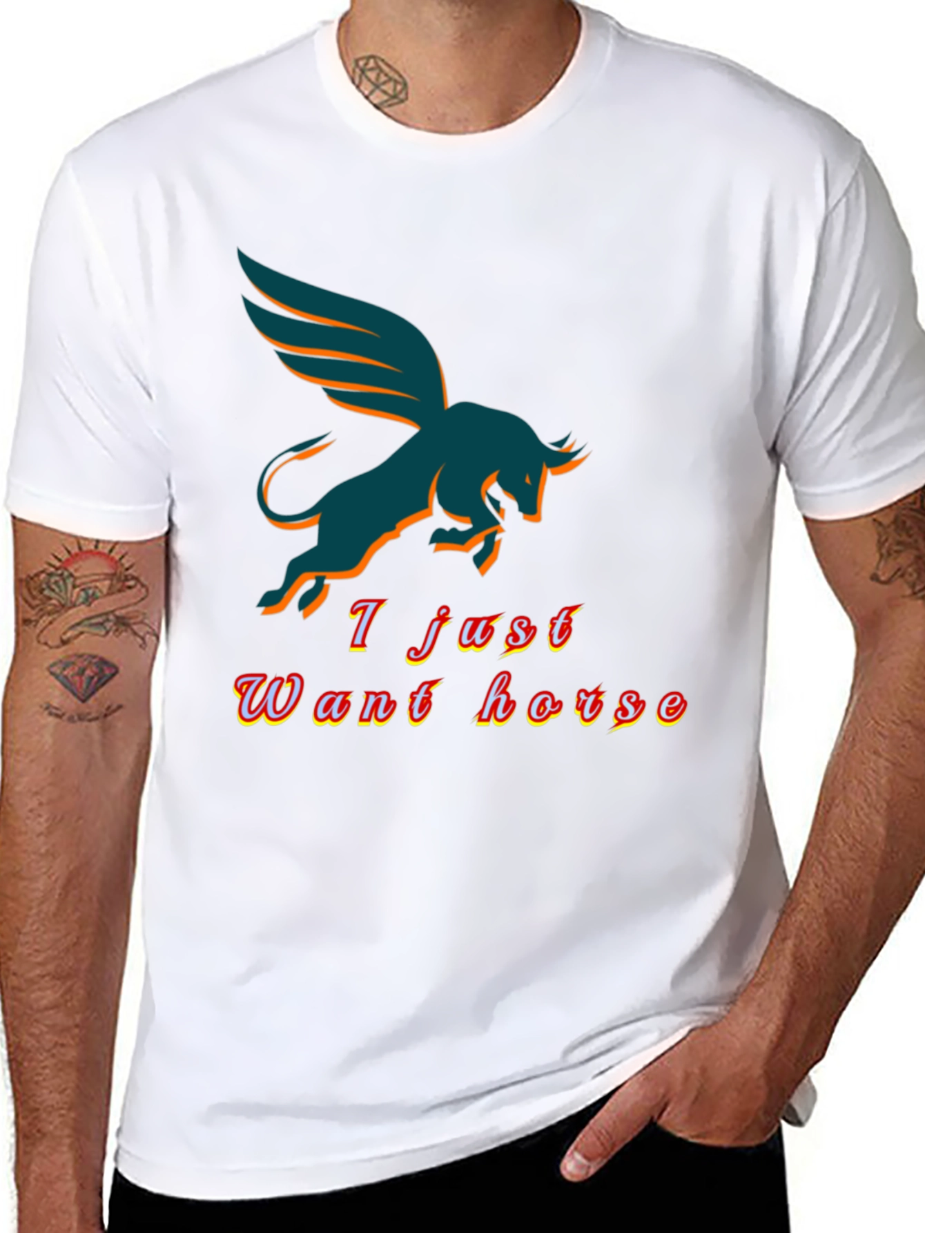 Winged Bull T-Shirt - I Just Want Horse