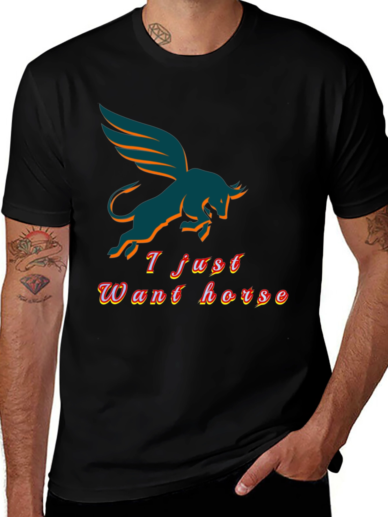 Winged Bull T-Shirt - I Just Want Horse