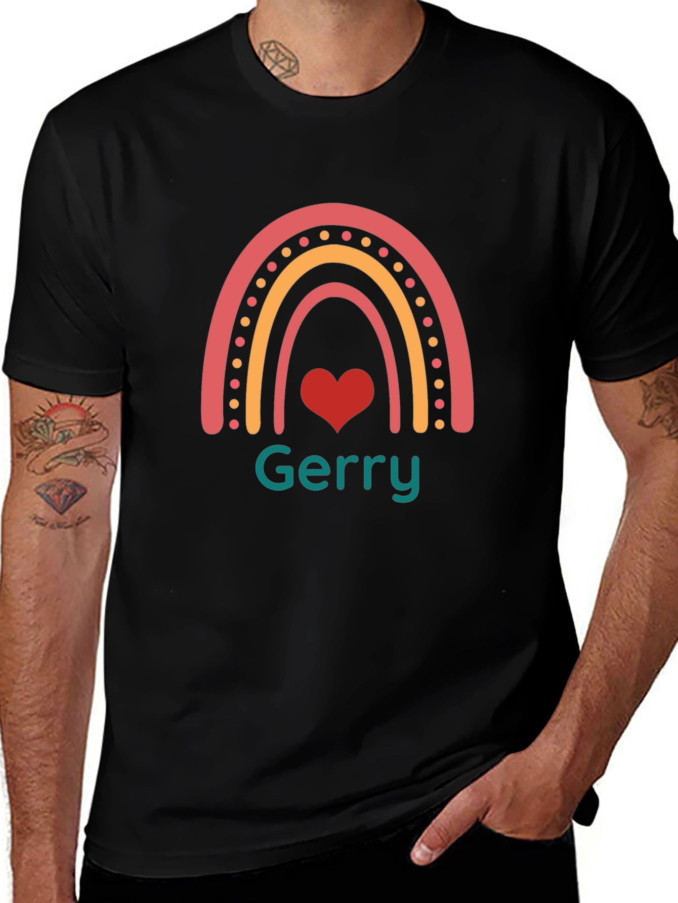 Personalized Gerry Rainbow Heart T-Shirt
