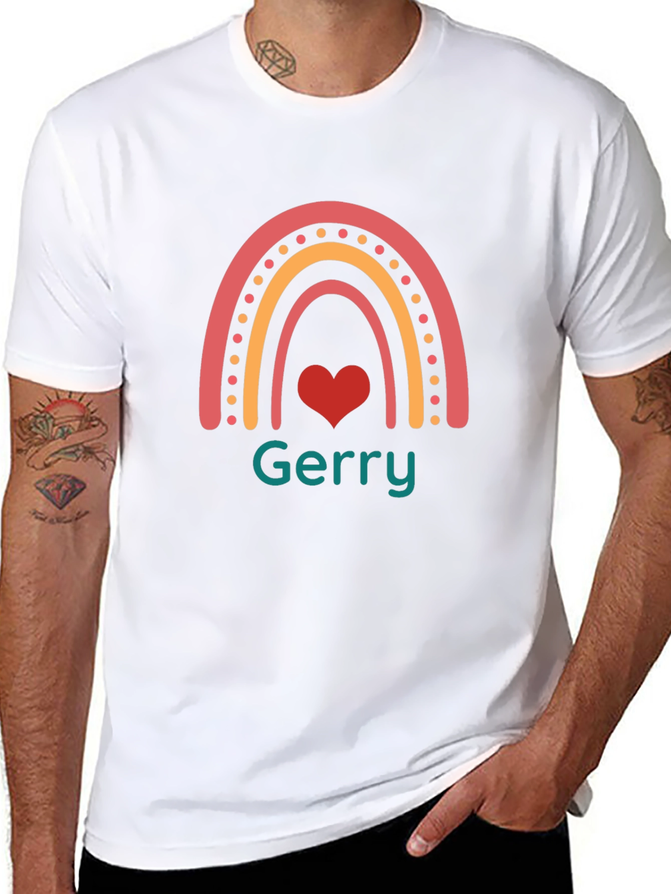 Personalized Gerry Rainbow Heart T-Shirt