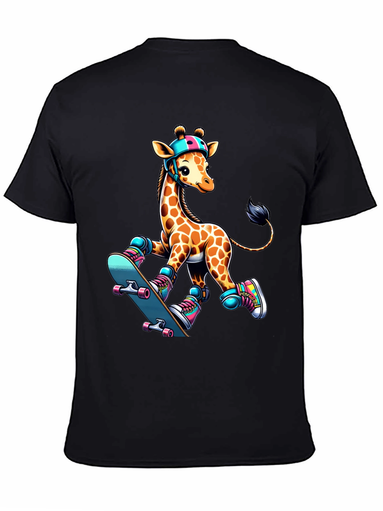 Giraffe Skateboarder Graphic Tee - Cool Animal Design