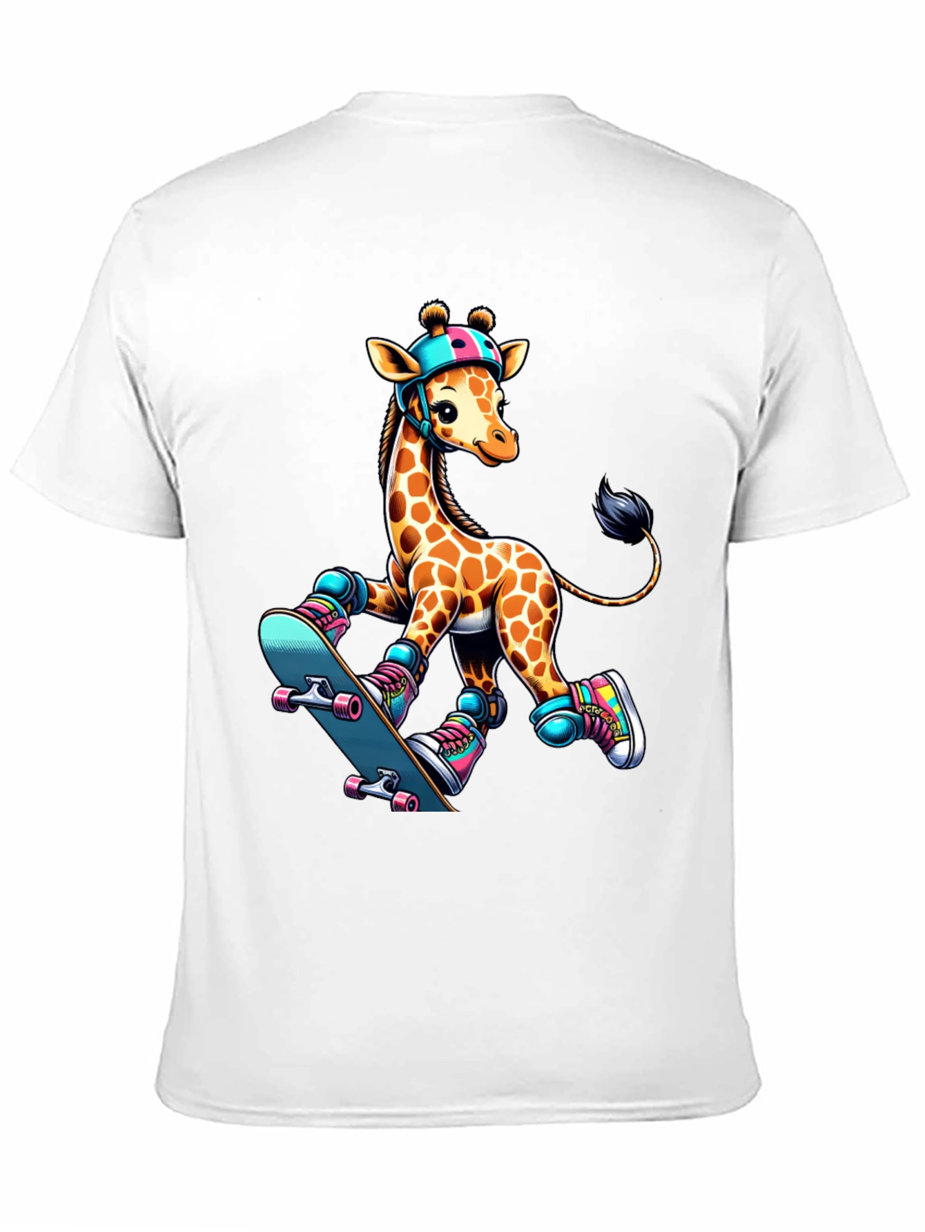 Giraffe Skateboarder Graphic Tee - Cool Animal Design