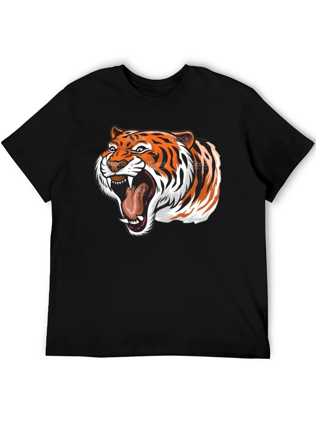Roaring Tiger Graphic Tee - Black Cotton T-Shirt