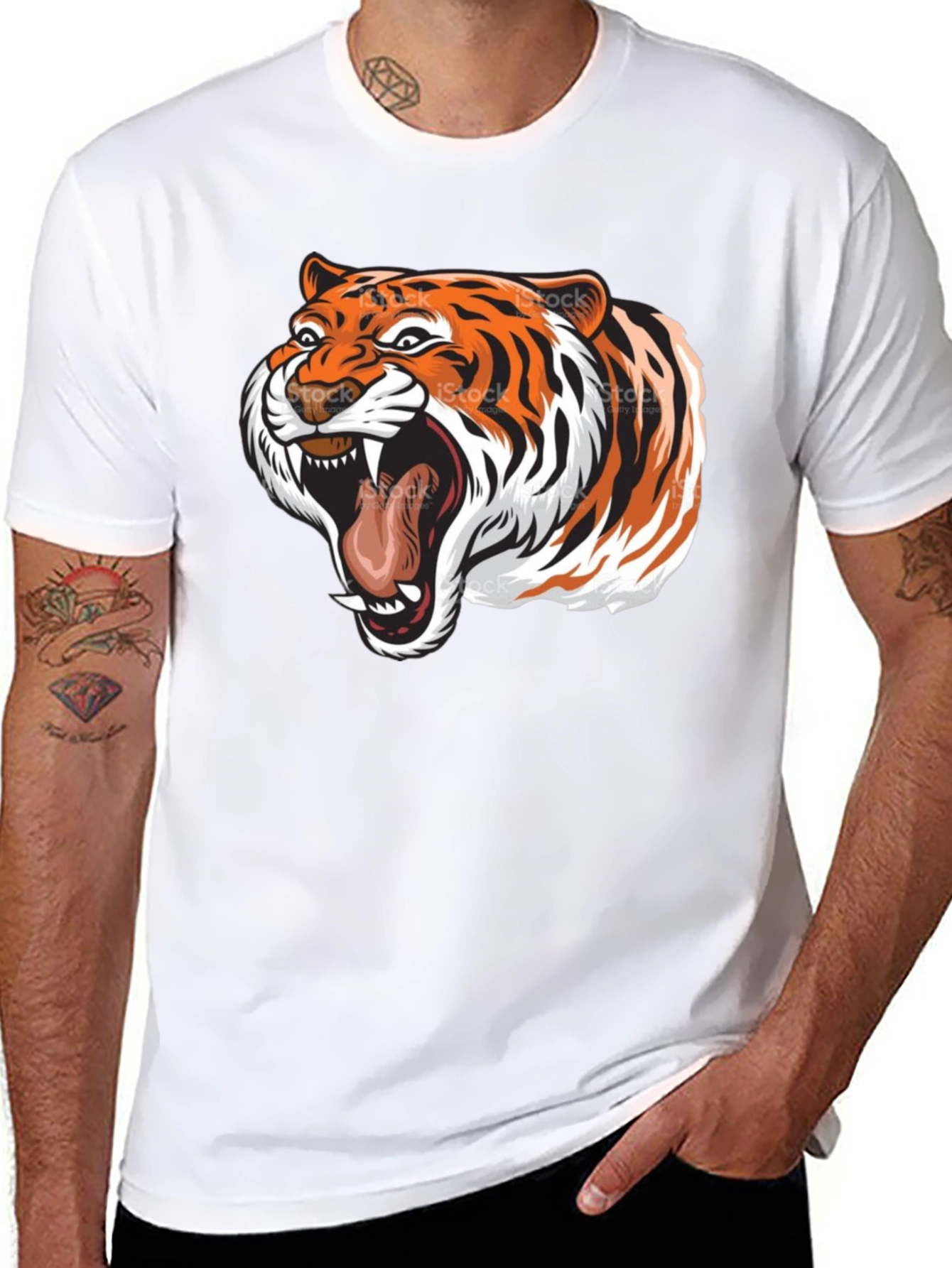 Roaring Tiger Graphic Tee - Black Cotton T-Shirt
