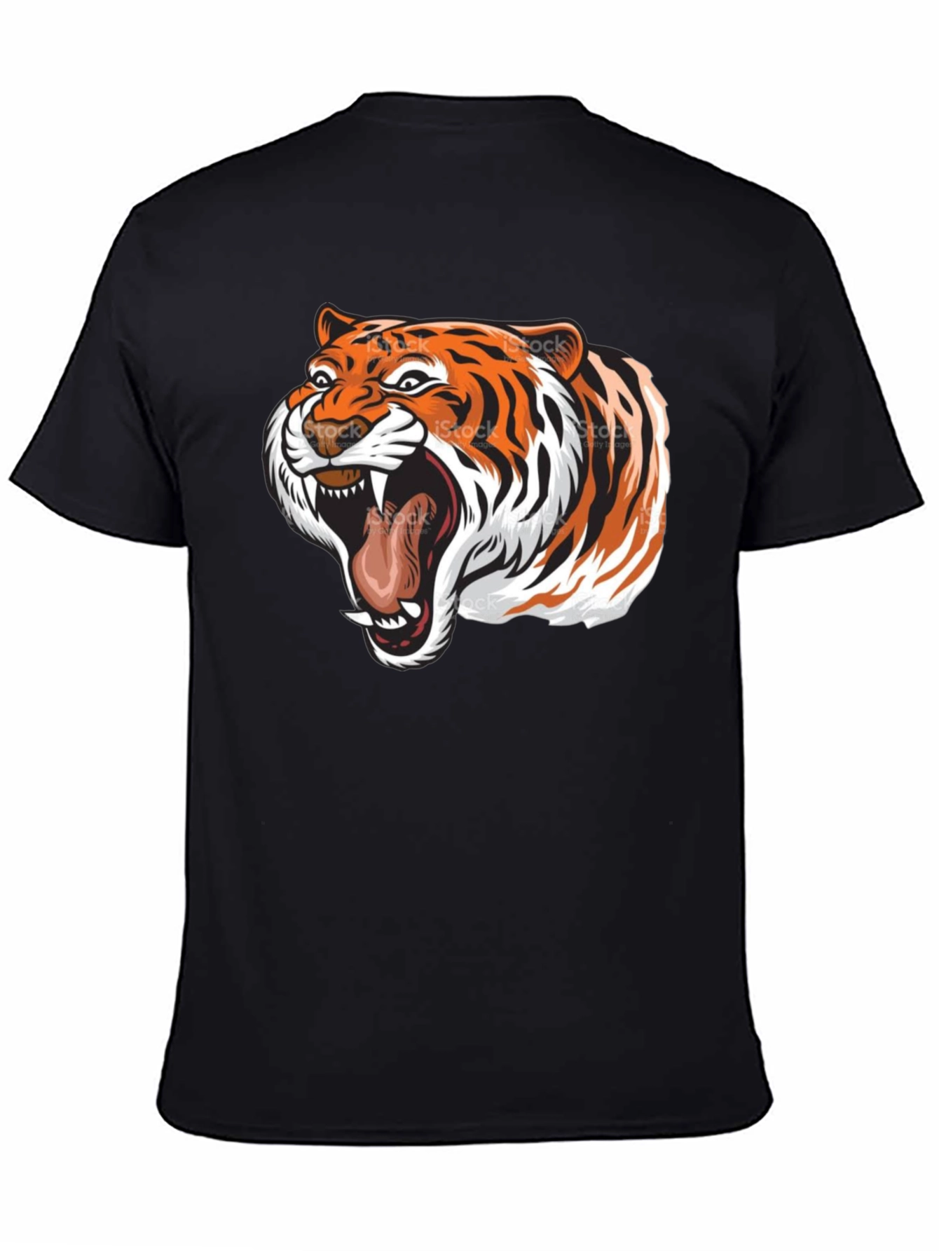 Roaring Tiger Graphic Tee - Black Cotton T-Shirt