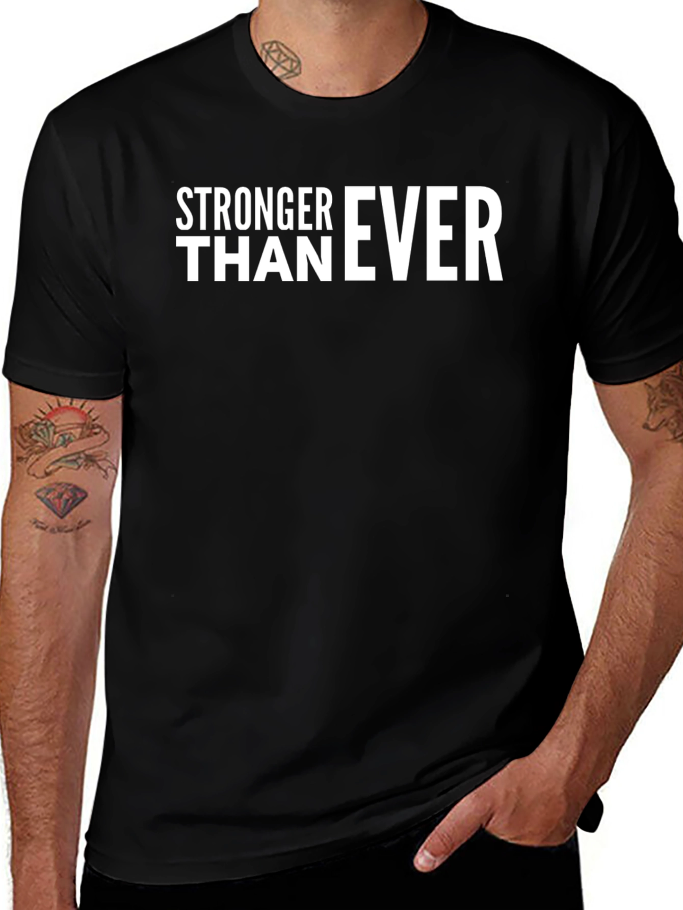 Stronger Than Ever Black Graphic T-Shirt