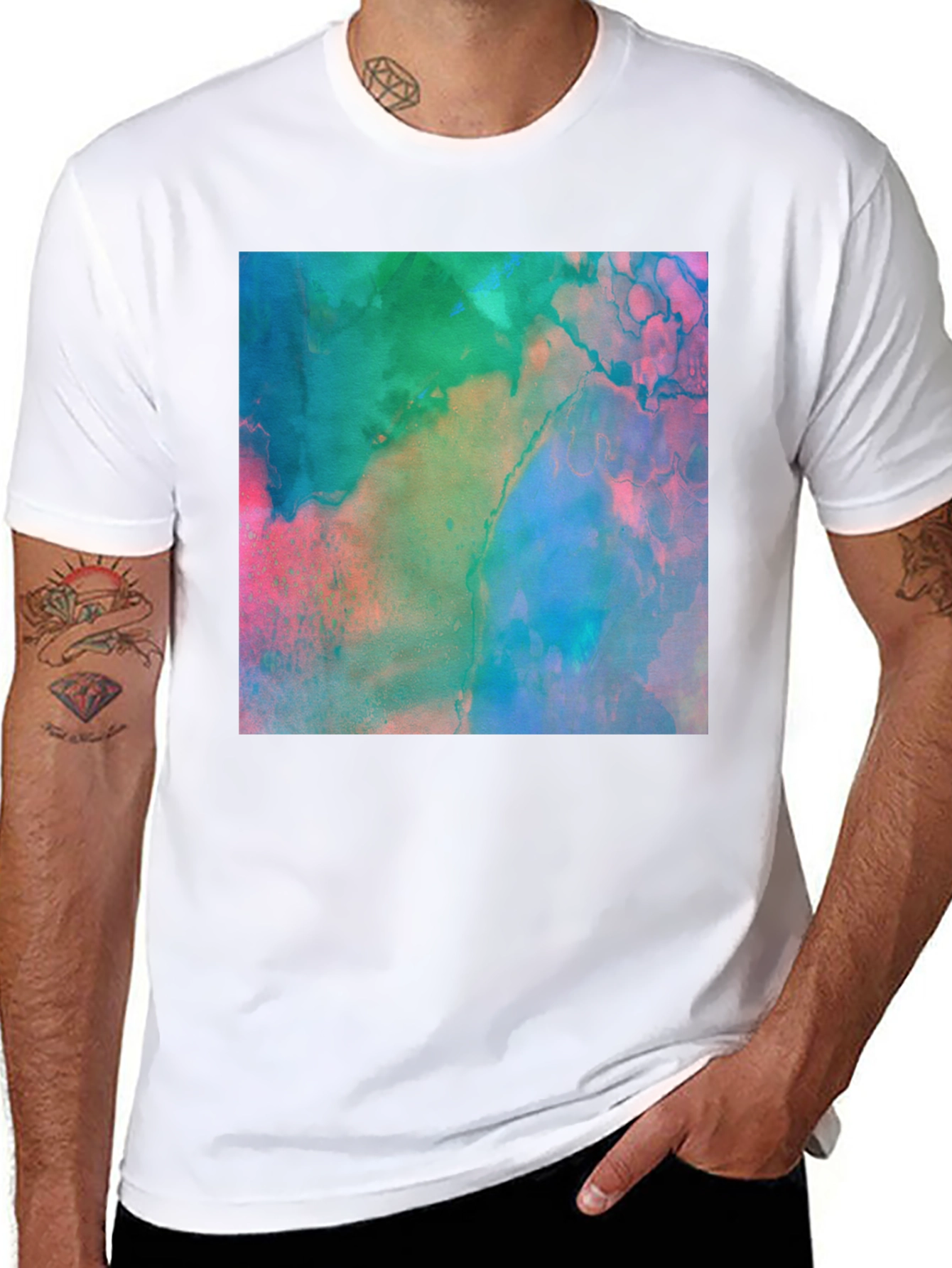 Abstract Art Print Black Tee - Modern Style