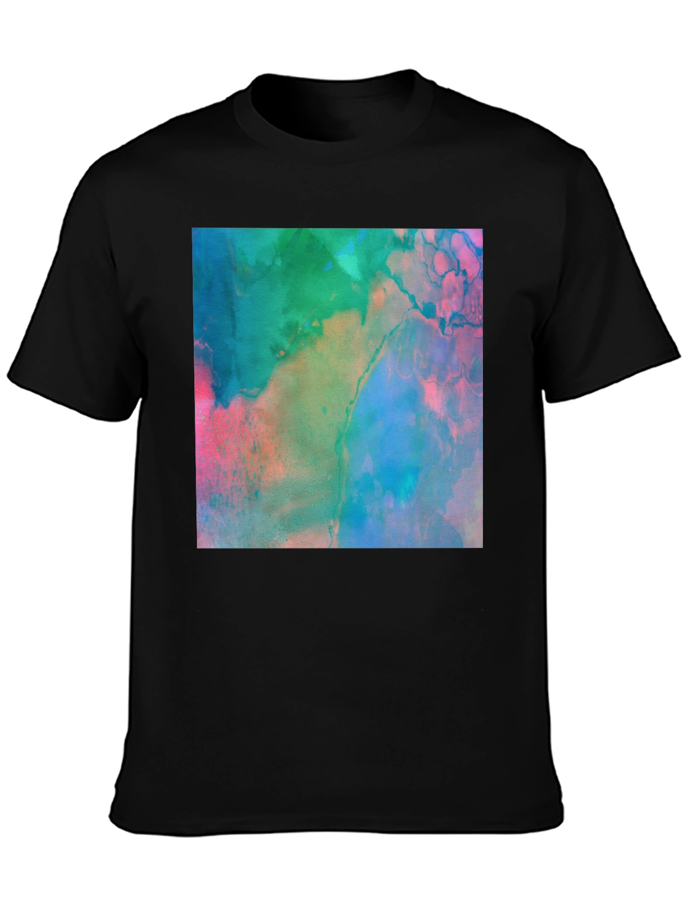 Abstract Art Print Black Tee - Modern Style