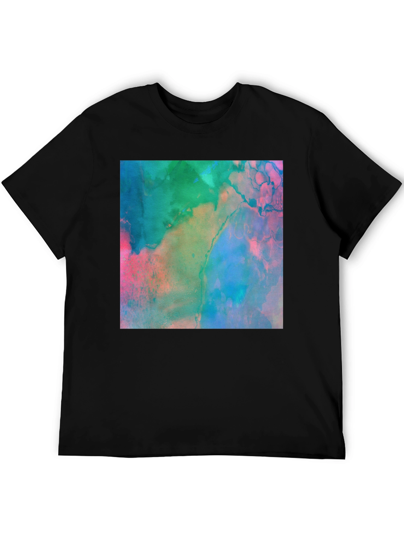 Abstract Art Print Black Tee - Modern Style