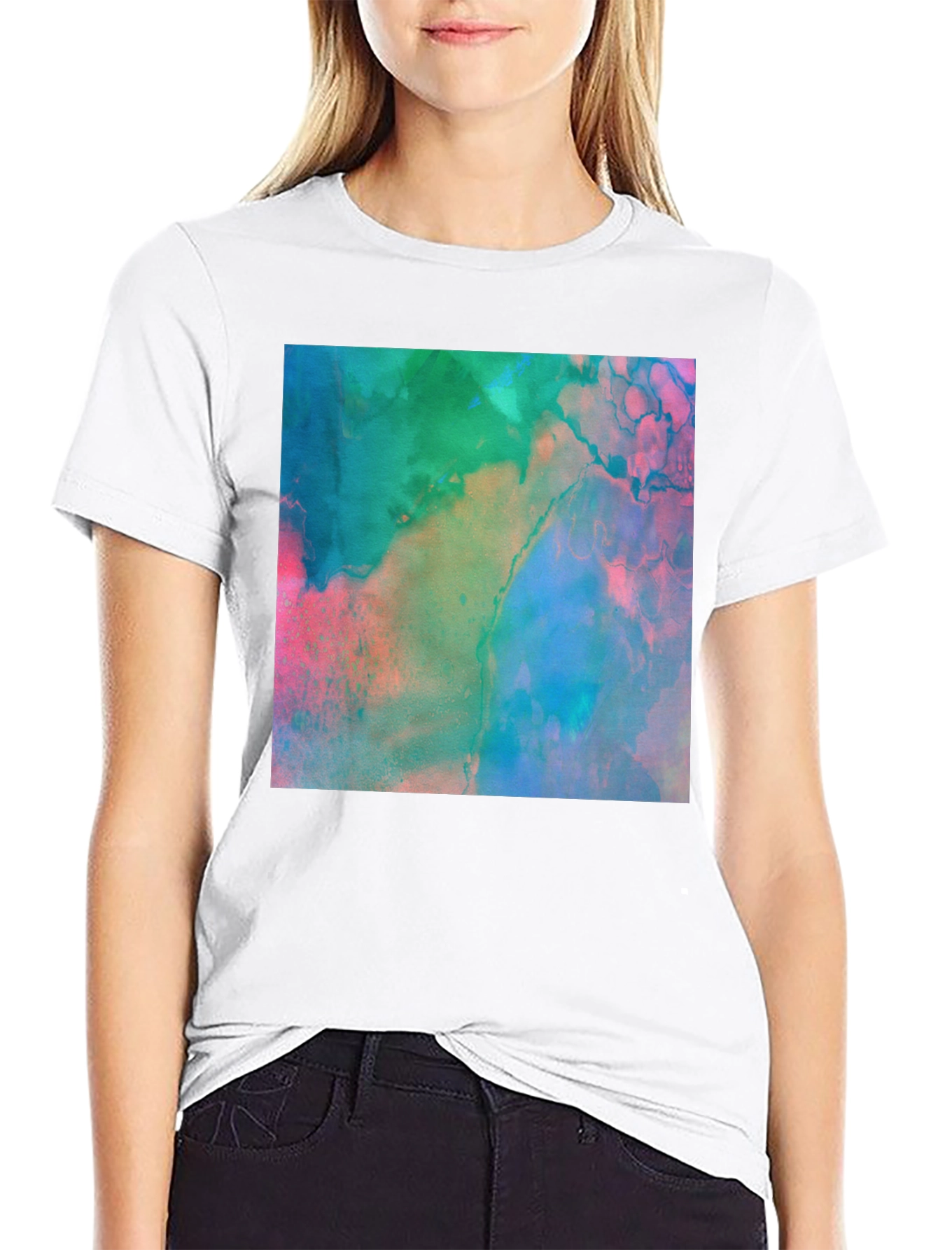 Abstract Art Print Black Tee - Modern Style