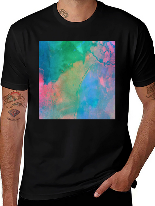 Abstract Art Print Black Tee - Modern Style