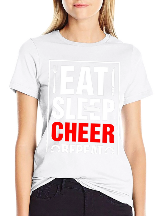 Eat Sleep Cheer Repeat Black T-Shirt