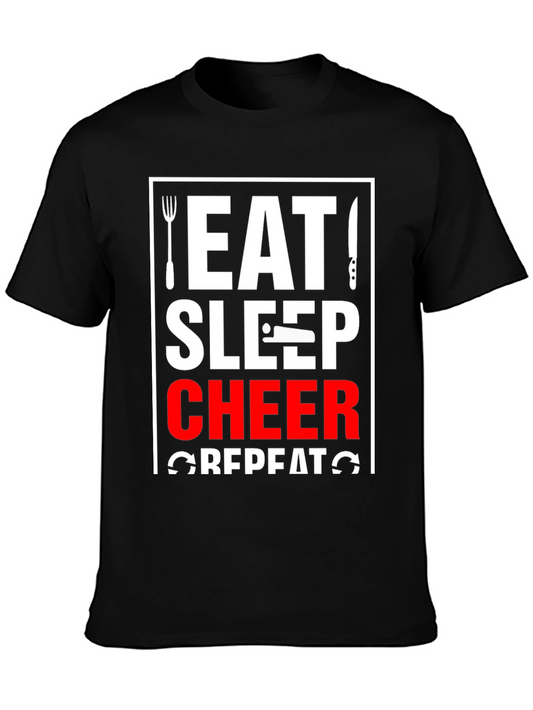Eat Sleep Cheer Repeat Black T-Shirt