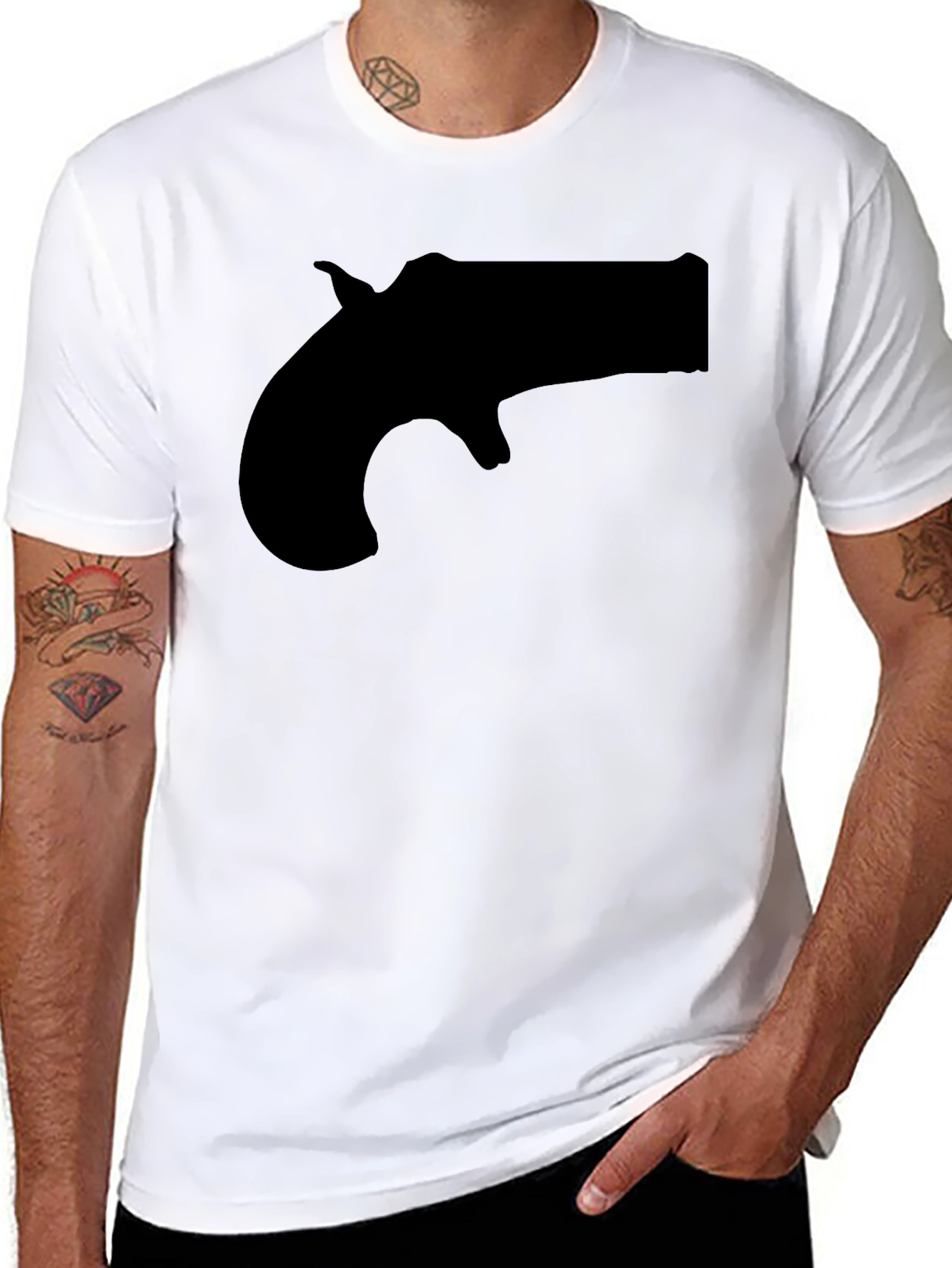 Novelty Derringer Silhouette Graphic T-Shirt