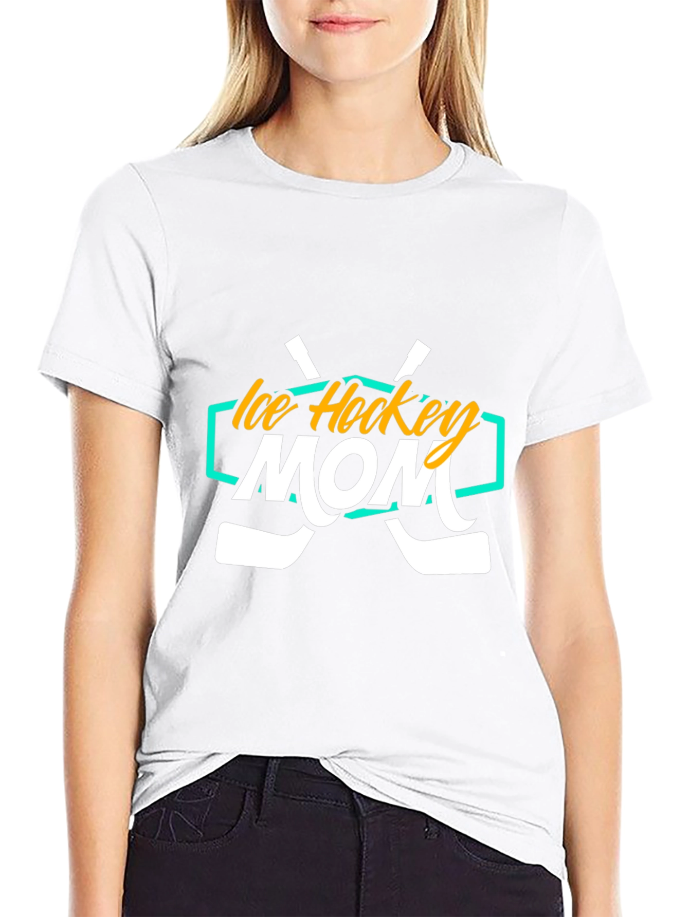 Ice Hockey Mom Graphic Tee - Black Cotton T-Shirt