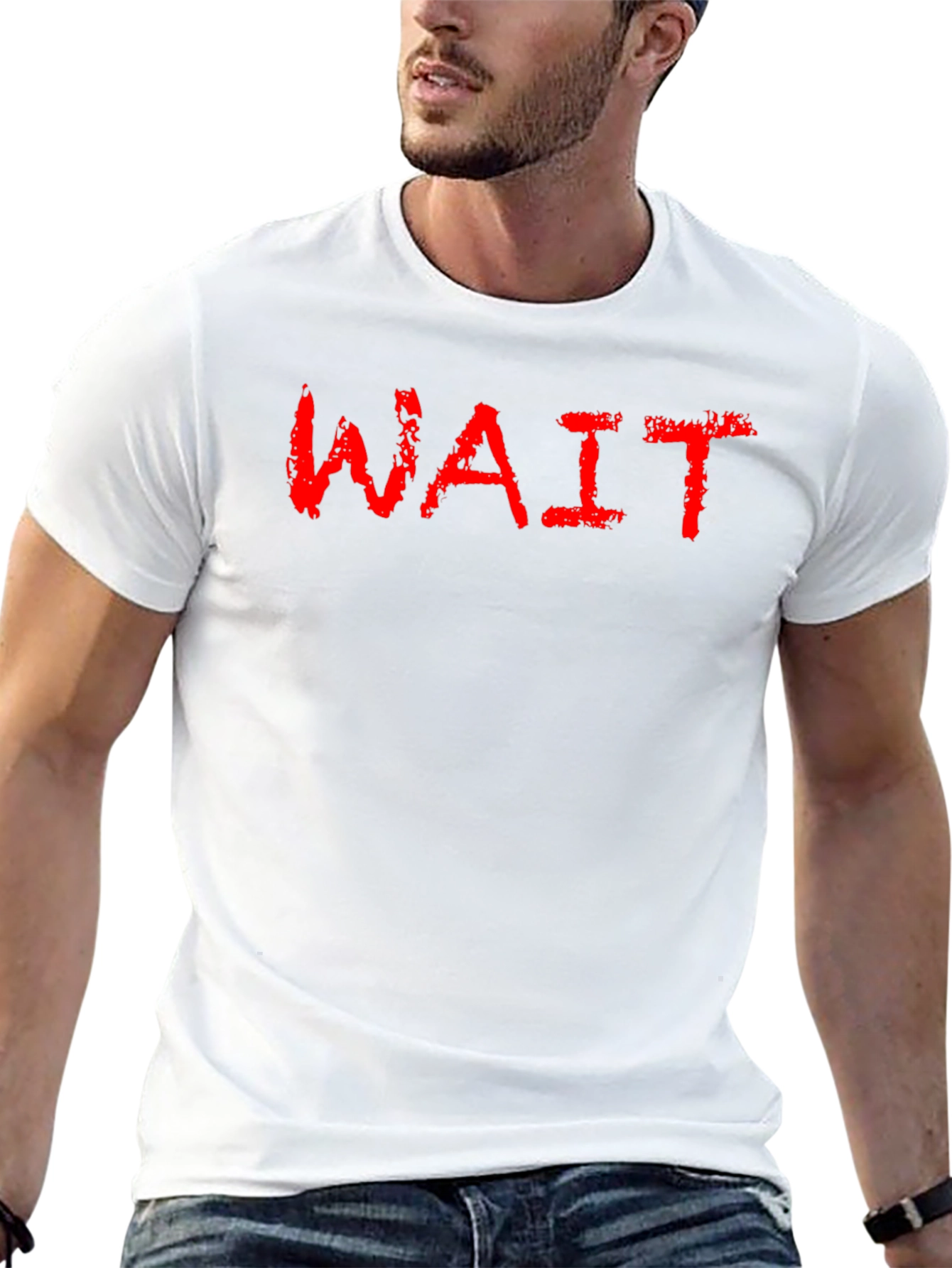 Mens Black T-Shirt with WAIT Graphic