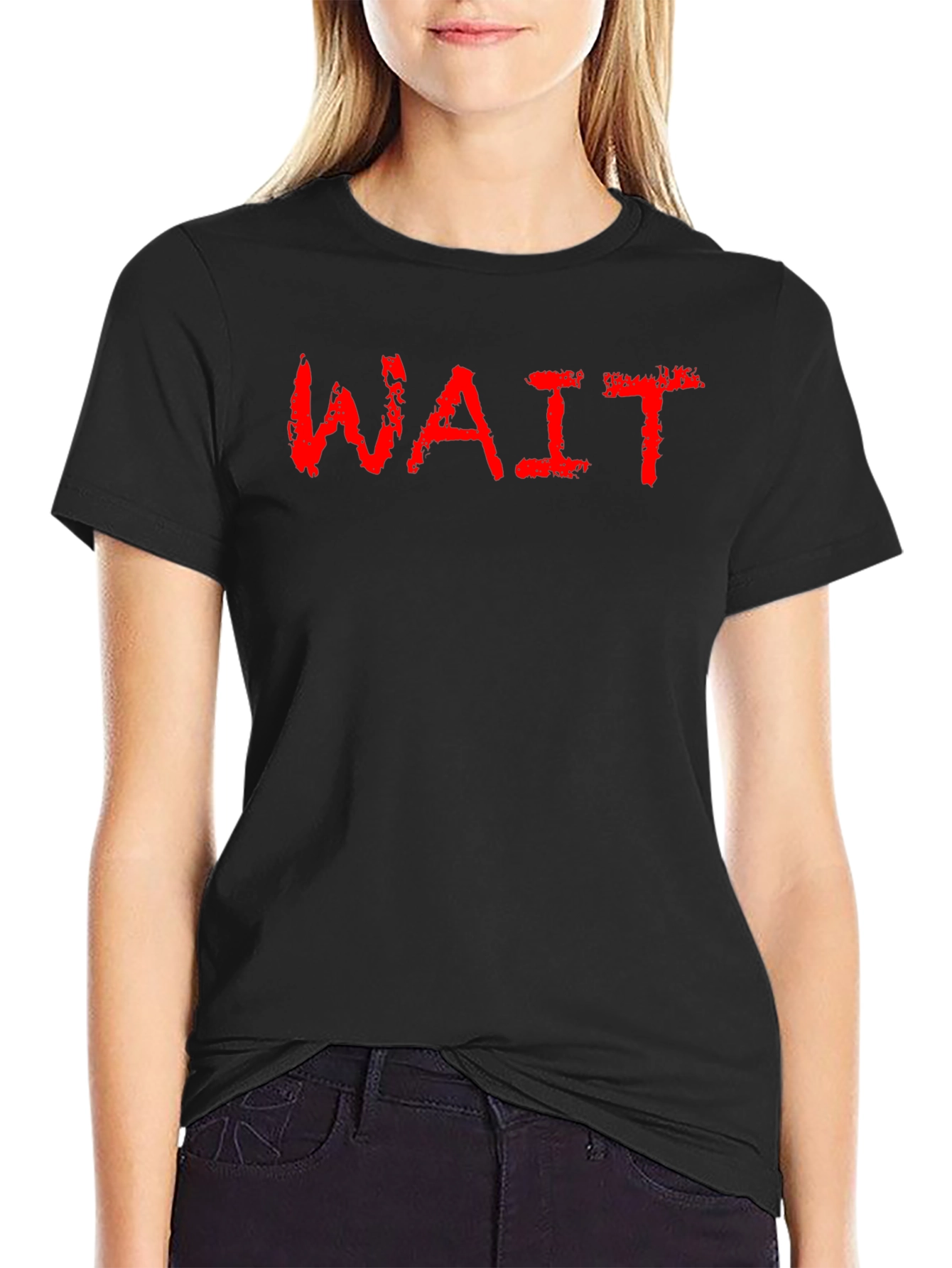 Mens Black T-Shirt with WAIT Graphic
