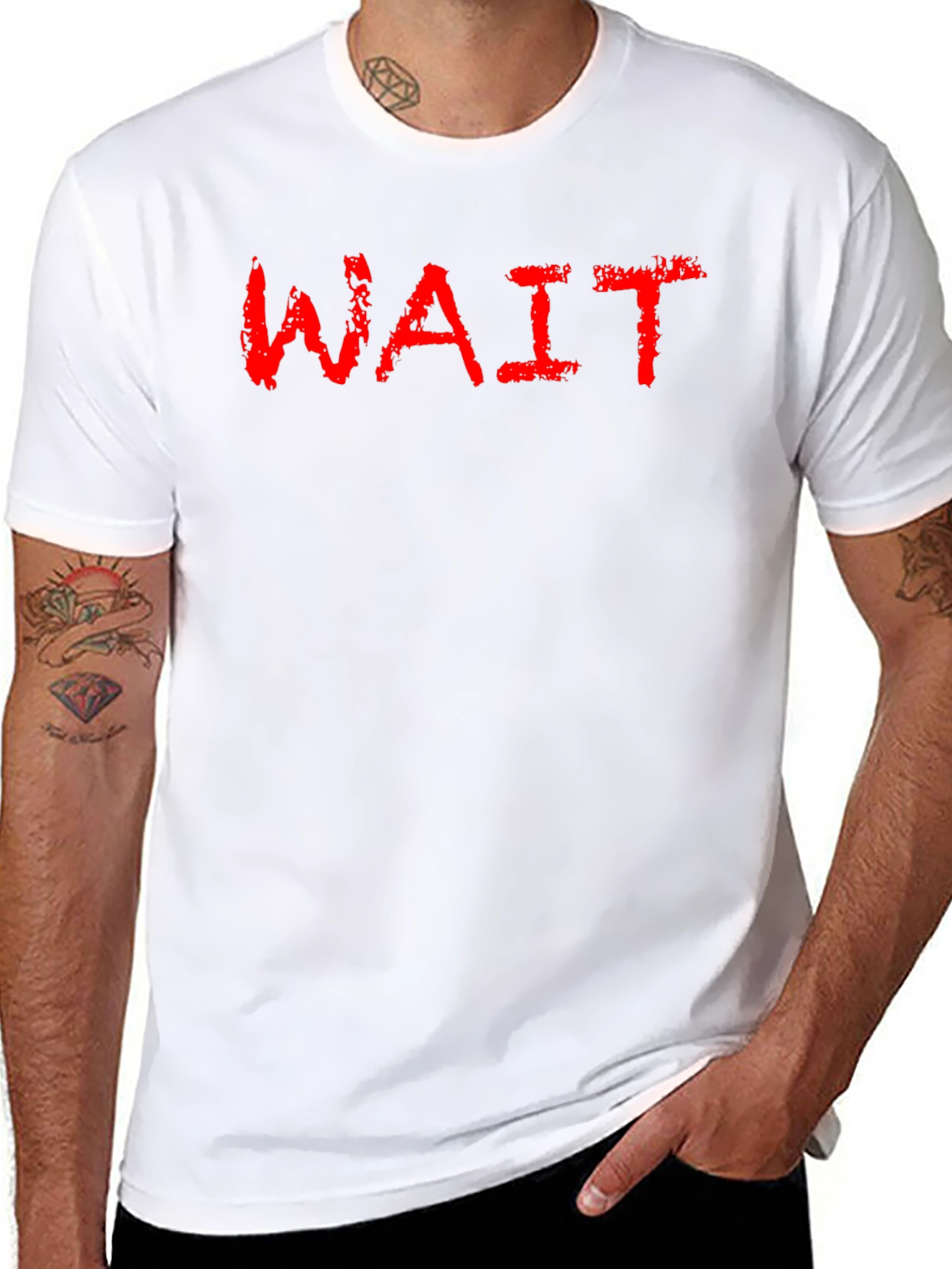Mens Black T-Shirt with WAIT Graphic