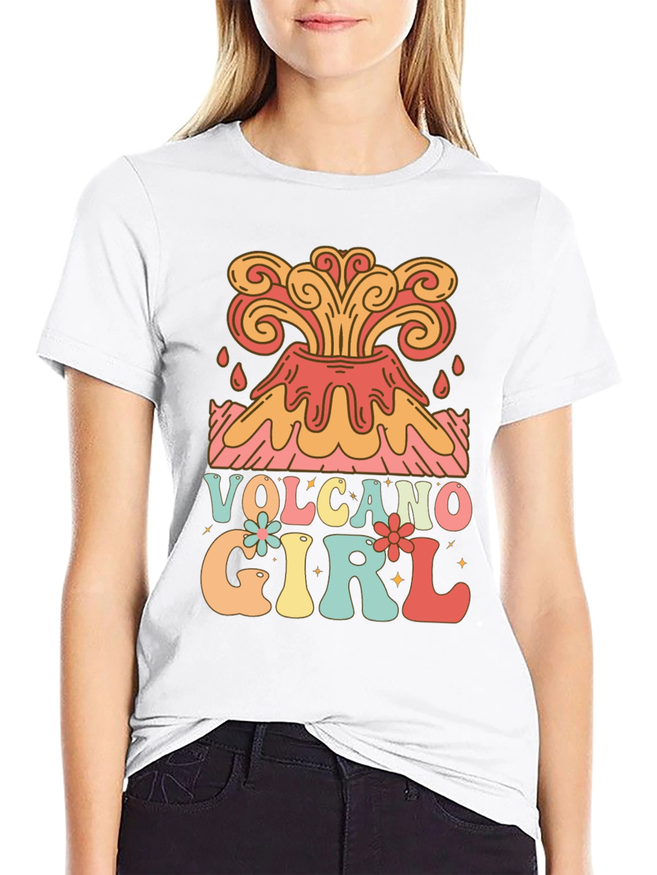 Volcano Girl Retro Style Graphic Tee