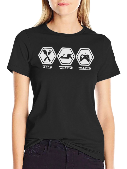 Eat Sleep Game Black Graphic T-Shirt