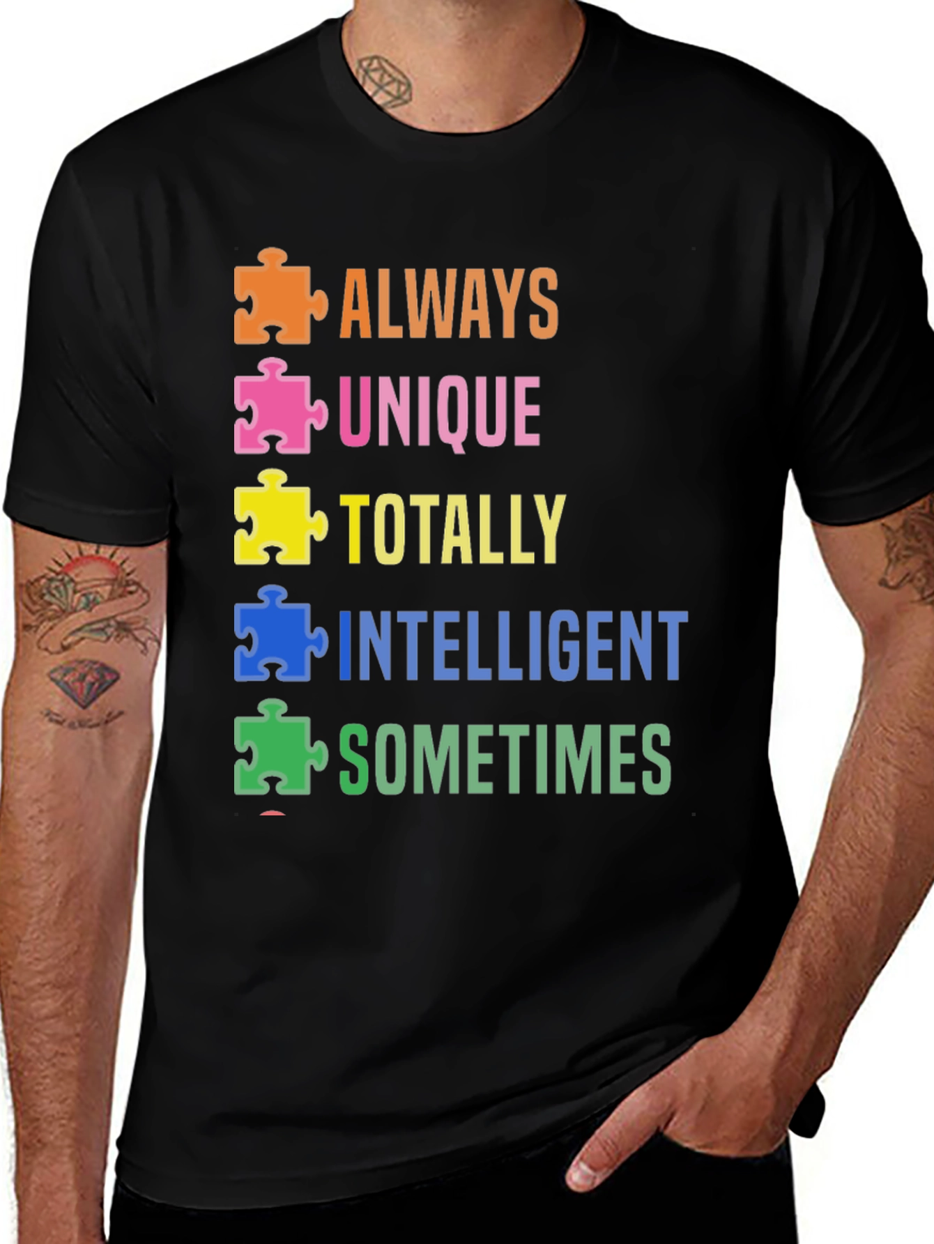 Autism Awareness T-Shirt - Always Unique Puzzle Piece Design