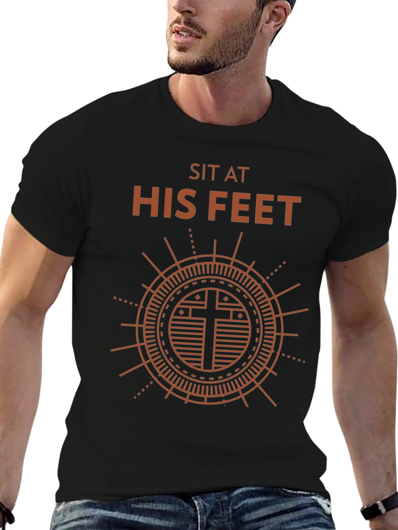 Sit at His Feet Graphic Tee - Religious Shirt