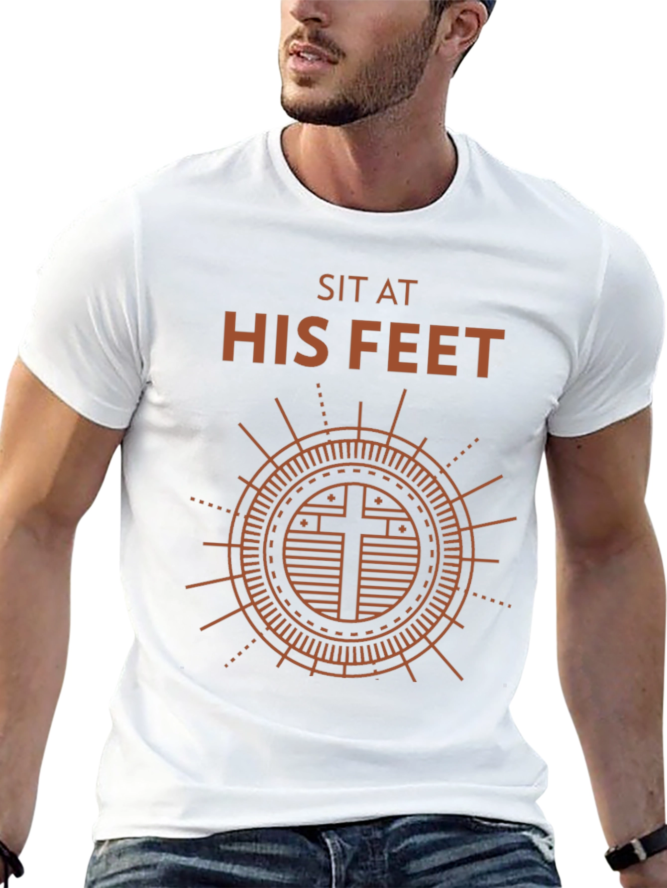 Sit at His Feet Graphic Tee - Religious Shirt